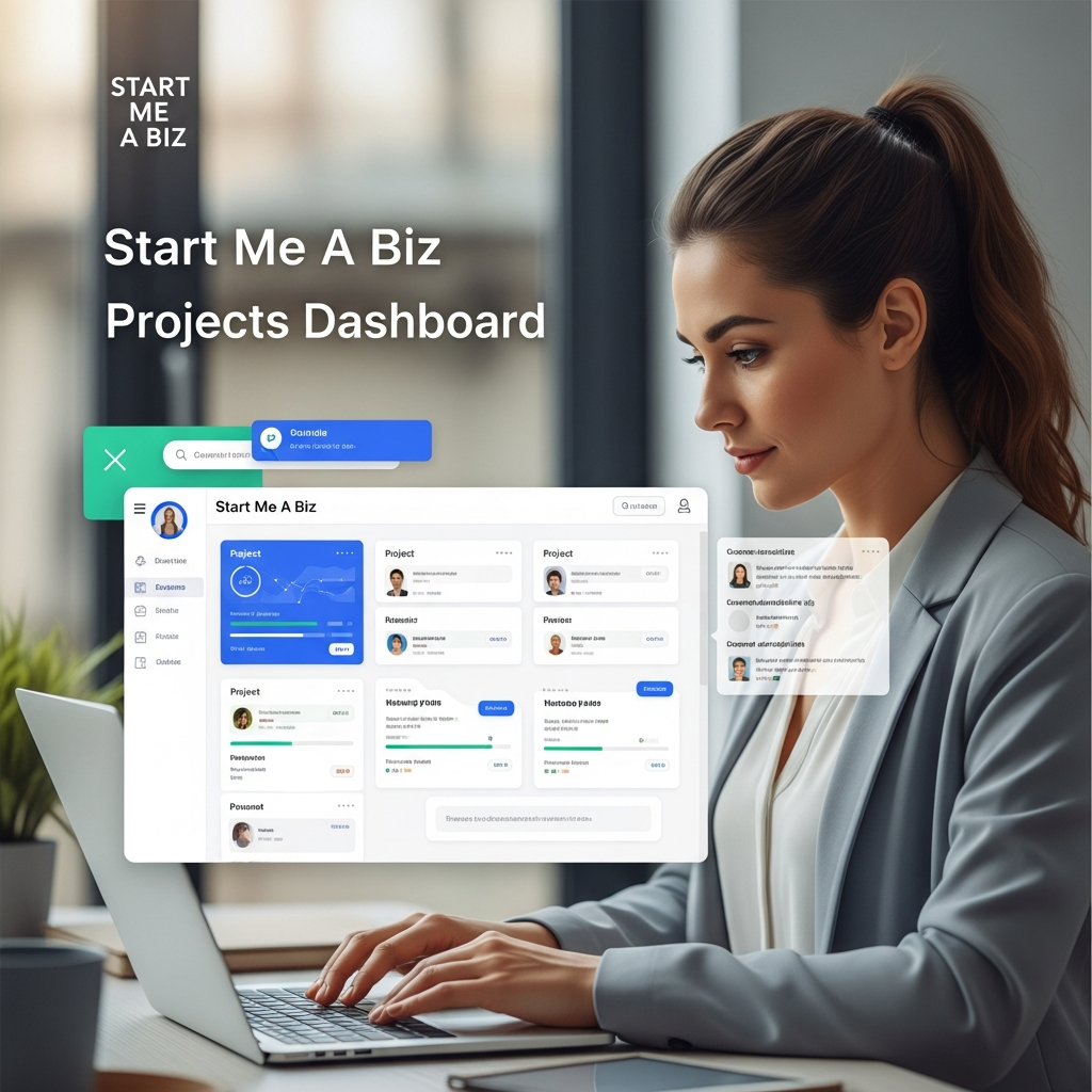 Hazme una imagen de un asistente virtual trabajando para un cliente para Start Me A Biz en Start Me A Biz